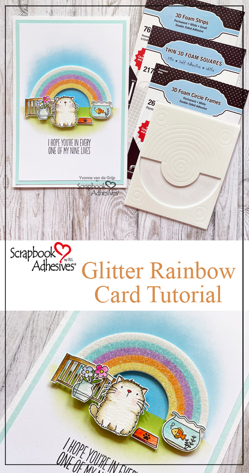 Glitter Rainbow Card by Yvonne van de Grijp for Scrapbook Adhesives by 3L Pinterest