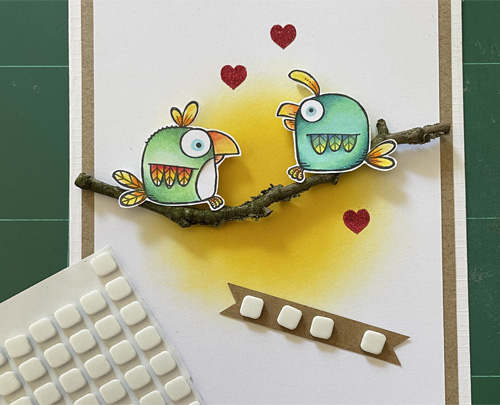 CAS Love Birds Card by Yvonne van de Grijp for Scrapbook Adhesives by 3L 