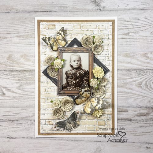 Vintage Floral Frame Card by Yvonne van de Grijp for Scrapbook Adhesives by 3L 