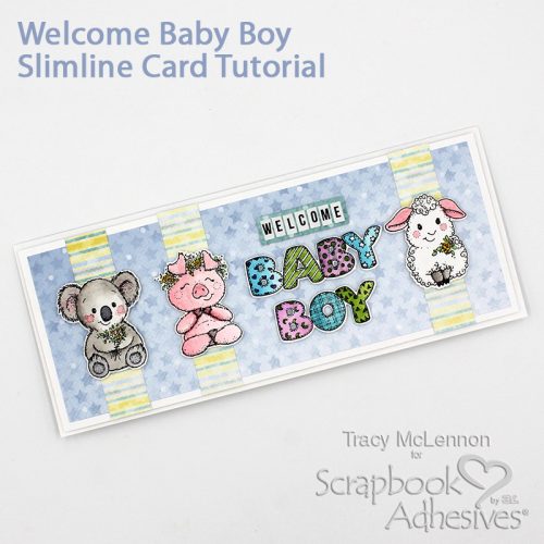 Welcome Baby Boy Slimline Card by Tracy McLennon For Scrapbook Adhesives by 3L 