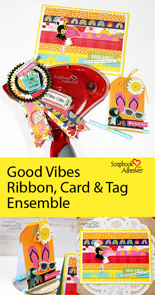 Good Vibes Ribbon, Card & Tag Ensemble by Connie Mercer for Scrapbook Adhesives by 3L Pinterest