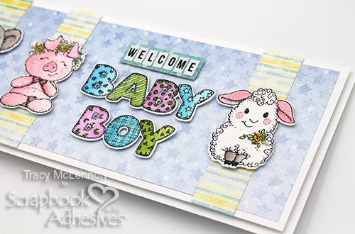 Welcome Baby Boy Slimline Card by Tracy McLennon For Scrapbook Adhesives by 3L 