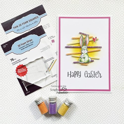 Easter Bunny Card with 3D Foam Strips by Yvonne van de Grijp for Scrapbook Adhesives by 3L 