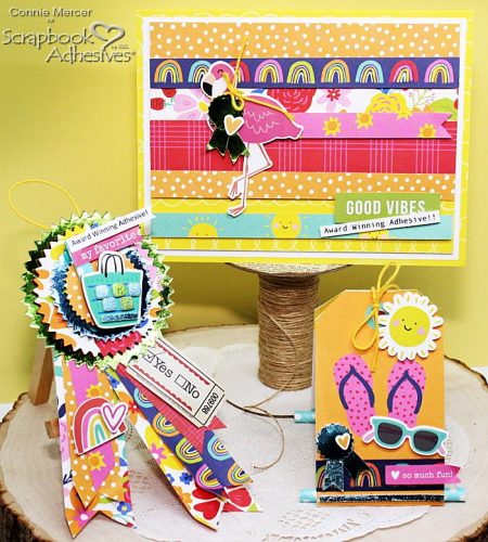 Good Vibes Ribbon, Card & Tag Ensemble by Connie Mercer for Scrapbook Adhesives by 3L 