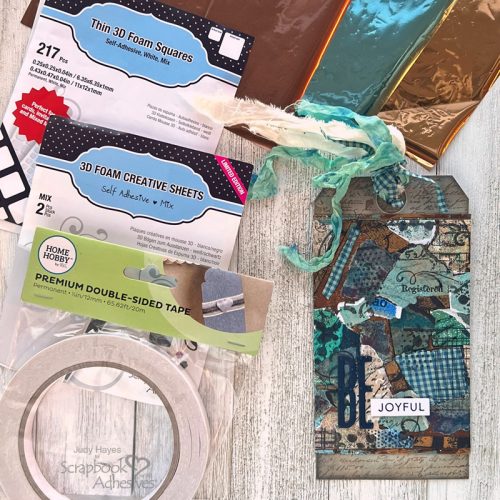 Collage Tag with Foil by Judy Hayes for Scrapbook Adhesives by 3L 