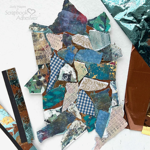 Collage Tag with Foil by Judy Hayes for Scrapbook Adhesives by 3L 