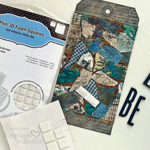 Collage Tag with Foil by Judy Hayes for Scrapbook Adhesives by 3L 