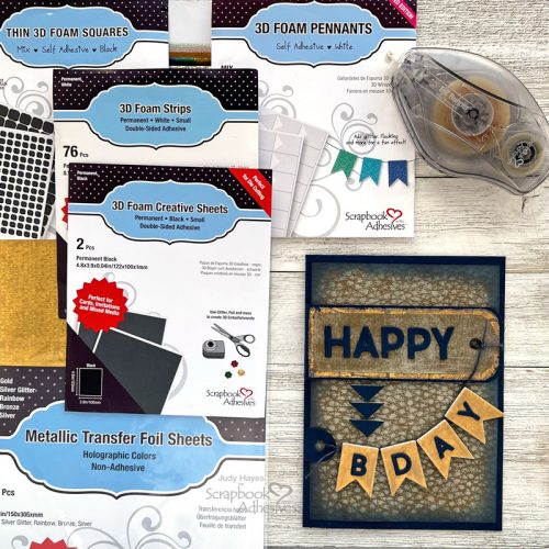 Masculine Happy Bday Card by Judy Hayes for Scrapbook Adhesives by 3L