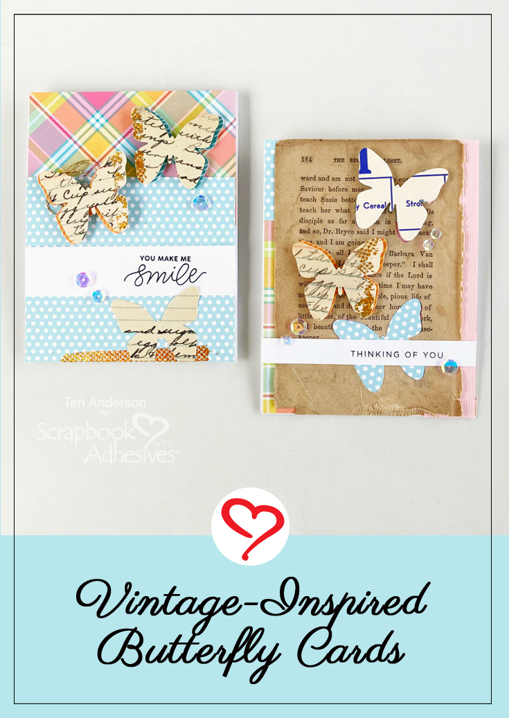 Vintage-Inspired Butterfly Cards by Teri Anderson for Scrapbook Adhesives by 3L Pinterest