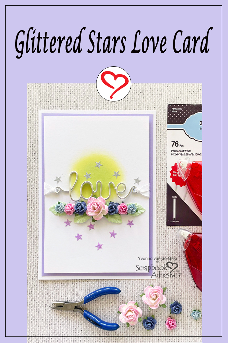 Glittered Stars Love Card by Yvonne van de Grijp for Scrapbook Adhesives by 3L Pinterest 