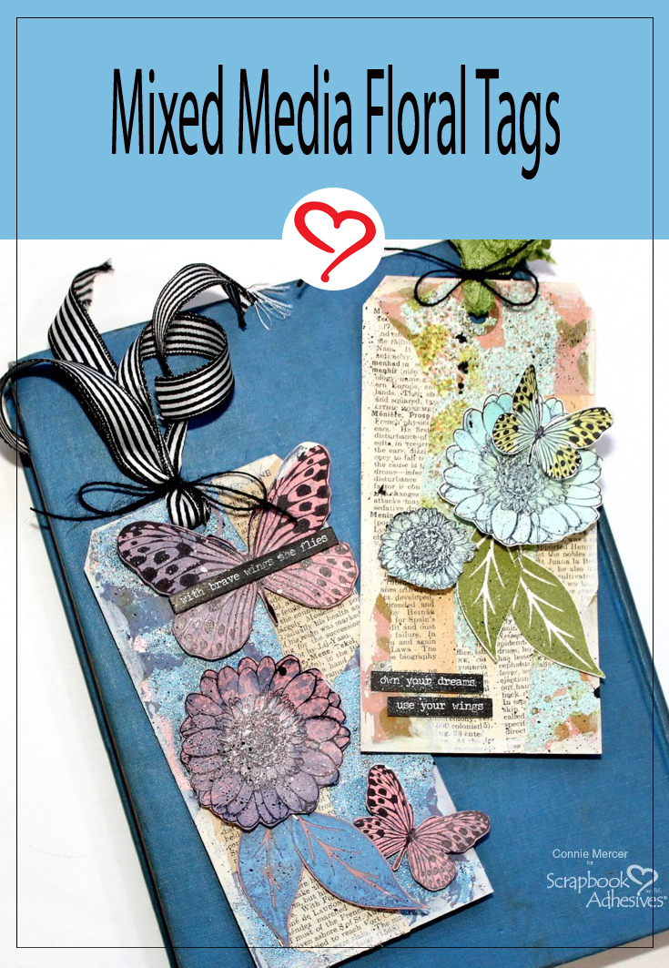 Mixed Media Spring Tags by Connie Mercer for Scrapbook Adhesives by 3L Pinterest