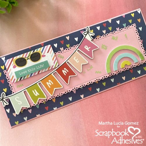 Easy Slimline Card with Dimension by Martha Lucia Gomez for Scrapbook Adhesives by 3L 