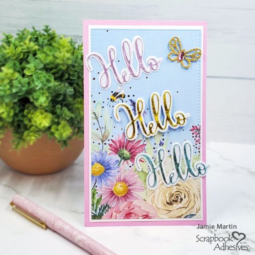 Hello Foil Mini Slimline Card by Jamie Martin for Scrapbook Adhesives by 3L 