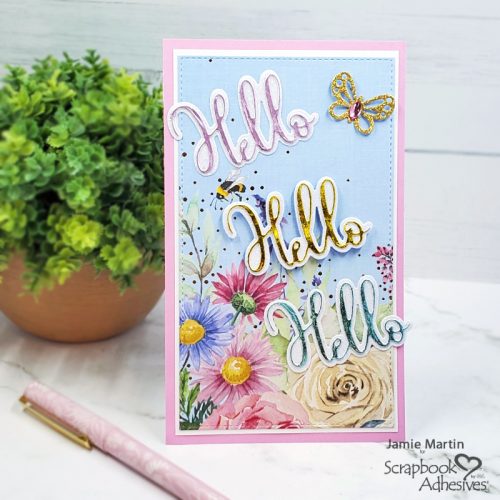 Hello Foil Mini Slimline Card by Jamie Martin for Scrapbook Adhesives by 3L