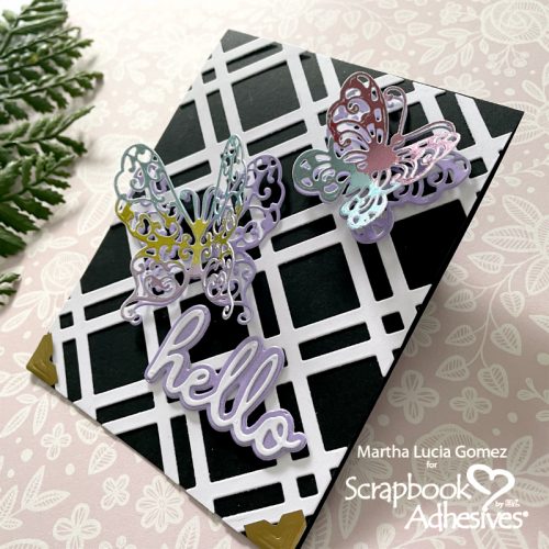 Foiled Rainbow Butterfly Card Tutorial by Martha Lucia Gomez for Scrapbook Adhesives by 3L 