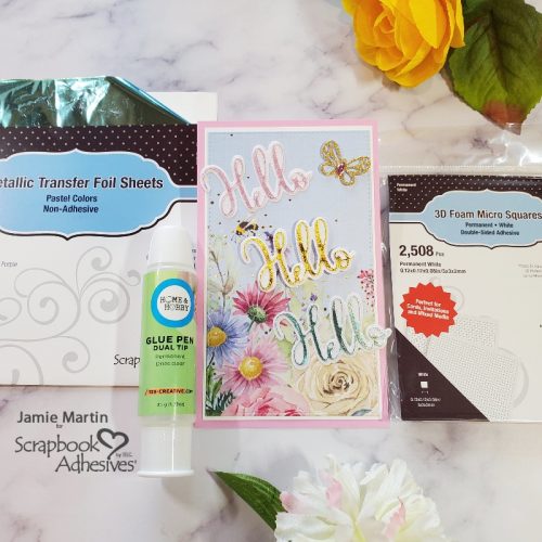 Hello Foil Mini Slimline Card by Jamie Martin for Scrapbook Adhesives by 3L
