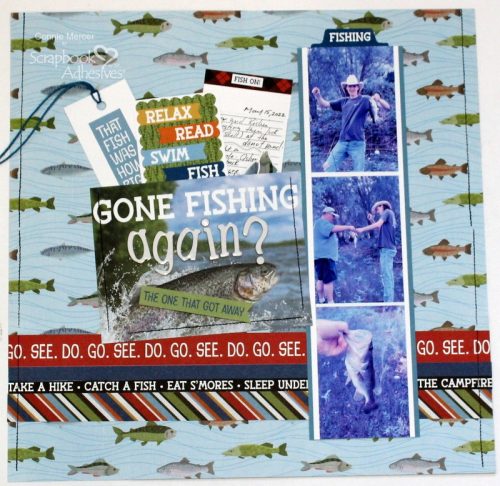 Gone Fishing Again Scrapbook Page by Connie Mercer for Scrapbook Adhesives by 3L