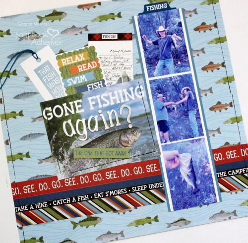 Gone Fishing Again Scrapbook Page by Connie Mercer for Scrapbook Adhesives by 3L