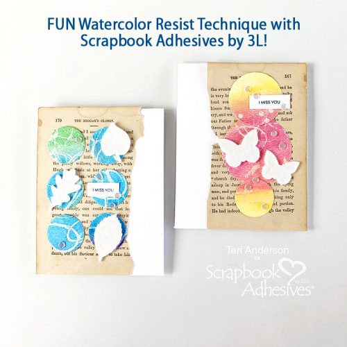 Watercolor Resist Technique for Cards by Teri Anderson for Scrapbook Adhesives by 3L 