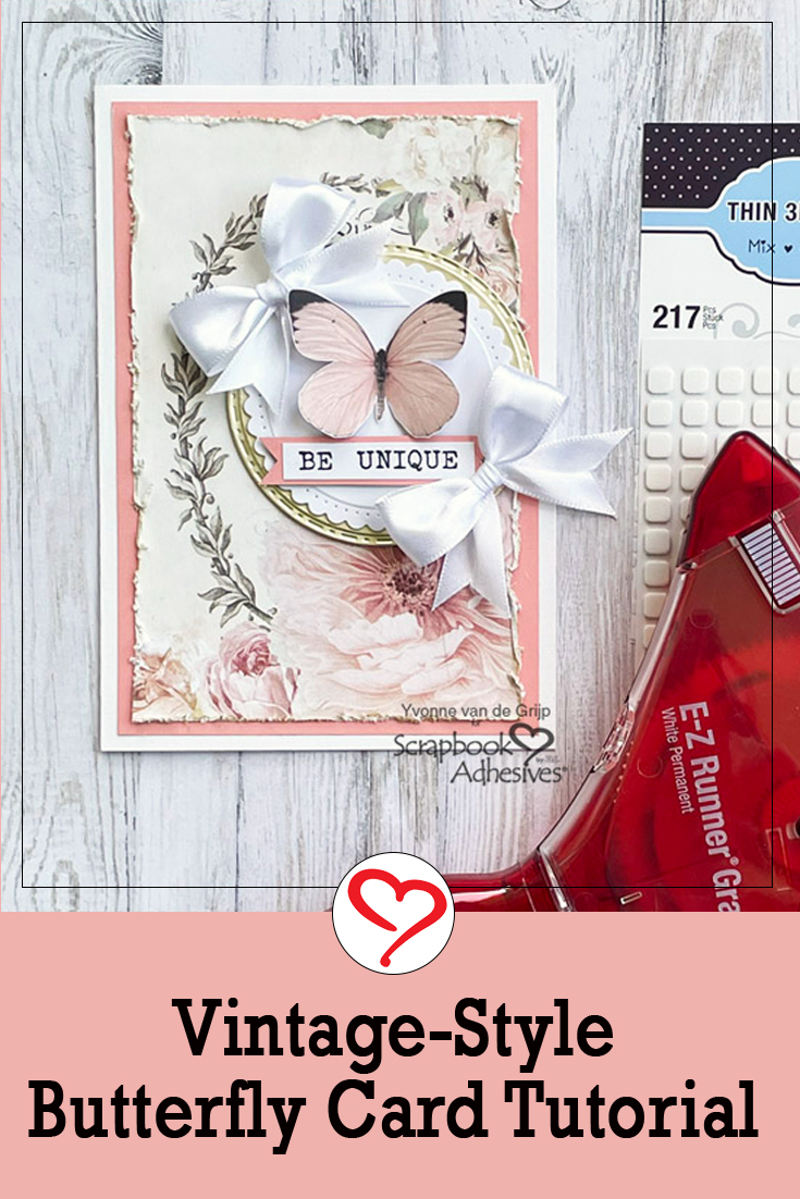 Vintage Butterfly Card by Yvonne van de Grijp for Scrapbook Adhesives by 3L Pinterest