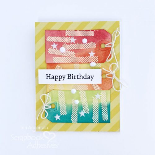 Happy Birthday Tag Card Tutorial by Teri Anderson for Scrapbook Adhesives by 3L
