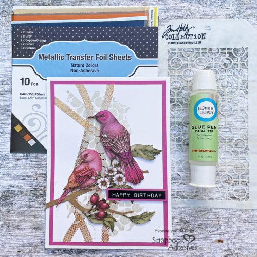 Foiled Bird Birthday Card by Yvonne van de Grijp for Scrapbook Adhesives by 3L 