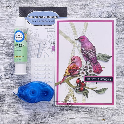 Foiled Bird Birthday Card by Yvonne van de Grijp for Scrapbook Adhesives by 3L 