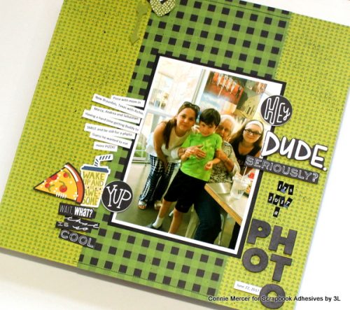Hey Dude Scrapbook Page by Connie Mercer for Scrapbook Adhesives by 3L