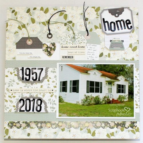 Home Sweet Home Scrapbook Page by Connie Mercer for Scrapbook Adhesives by 3L