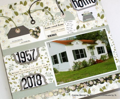 Home Sweet Home Scrapbook Page by Connie Mercer for Scrapbook Adhesives by 3L