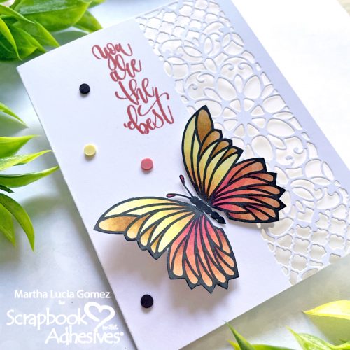 Butterfly and Lace Transparency Card by Martha Lucia Gomez for Scrapbook Adhesives by 3L