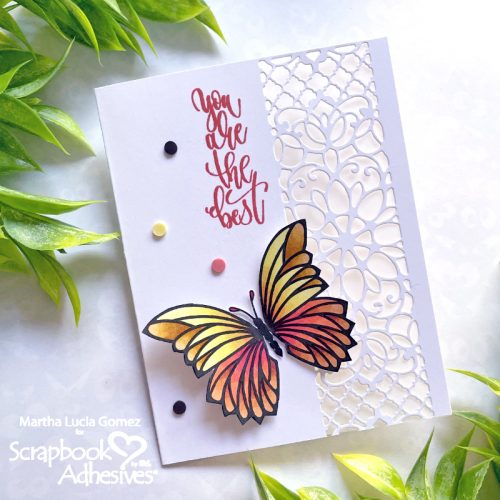 Butterfly and Lace Transparency Card by Martha Lucia Gomez for Scrapbook Adhesives by 3L