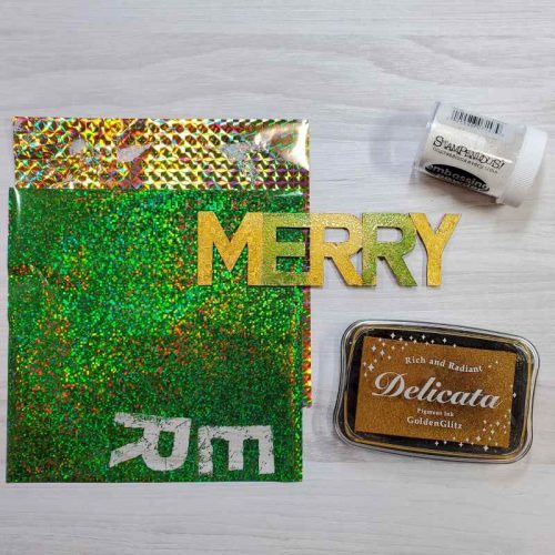 Slimline Foil Merry Christmas Card by Jamie Martin for Scrapbook Adhesives by 3L 