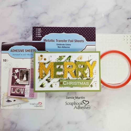 Slimline Foil Merry Christmas Card by Jamie Martin for Scrapbook Adhesives by 3L 