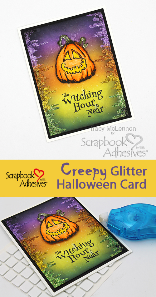 Creepy Glitter Halloween Card by Tracy McLennon for Scrapbook Adhesives by 3L Pinterest