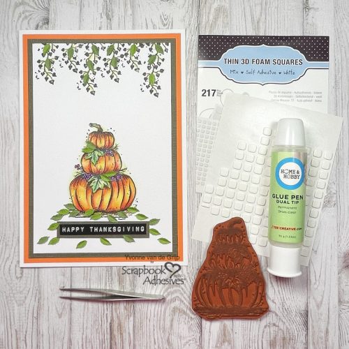 Thanksgiving Pumpkin Card by Yvonne van de Grijp for Scrapbook Adhesives by 3L 