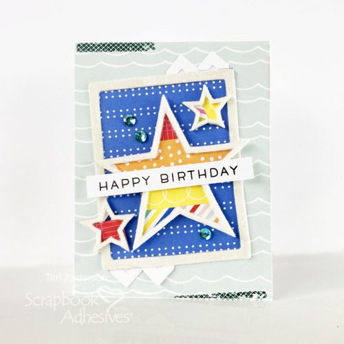 Happy Birthday Stars Card by Teri Anderson for Scrapbook Adhesives by 3L