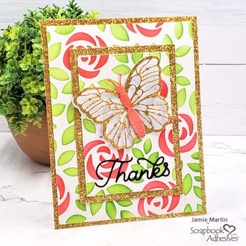 Layered Glitter Thank You Card by Jamie Martin for Scrapbook Adhesives by 3L 