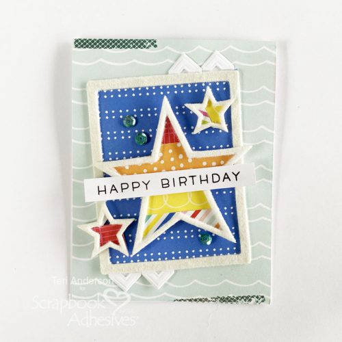 Happy Birthday Stars Card by Teri Anderson for Scrapbook Adhesives by 3L