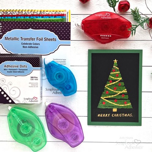 Foiled Christmas Tree Card Tutorial by Judy Hayes for Scrapbook Adhesives by 3L