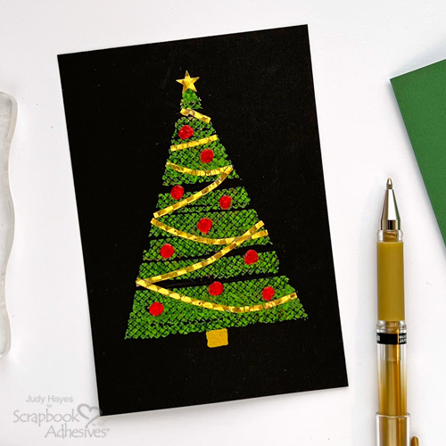 Foiled Christmas Tree Card Tutorial by Judy Hayes for Scrapbook Adhesives by 3L
