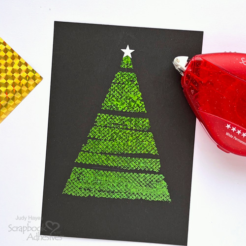 Foiled Christmas Tree Card Tutorial by Judy Hayes for Scrapbook Adhesives by 3L