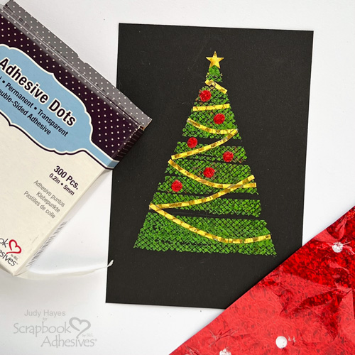 Foiled Christmas Tree Card Tutorial by Judy Hayes for Scrapbook Adhesives by 3L