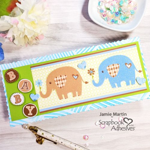 Sweet Slimline Baby Card by Jamie Martin for Scrapbook Adhesives by 3L 