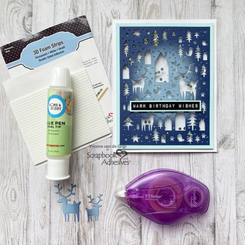 Winter Birthday Card by Yvonne van de Grijp for Scrapbook Adhesives by 3L 