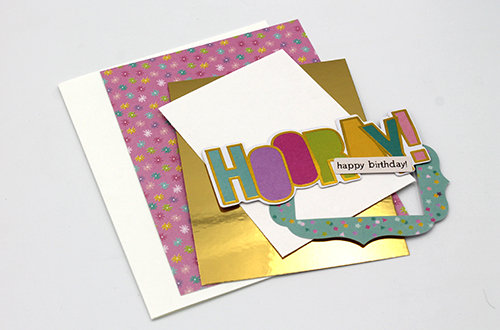 Photo Corner Frame Hooray Birthday Card by Tracy McLennon for Scrapbook Adhesives by 3L 