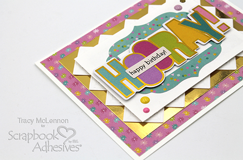 Photo Corner Frame Hooray Birthday Card by Tracy McLennon for Scrapbook Adhesives by 3L 