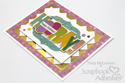 Photo Corner Frame Hooray Birthday Card by Tracy McLennon for Scrapbook Adhesives by 3L 