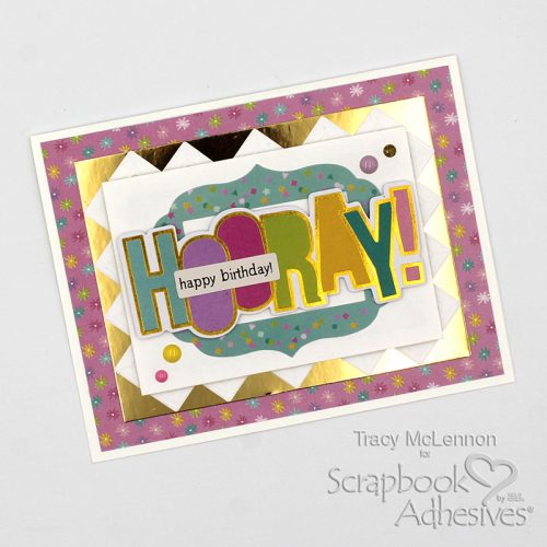 Photo Corner Frame Hooray Birthday Card by Tracy McLennon for Scrapbook Adhesives by 3L 