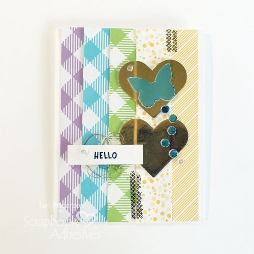 Hello Hearts Butterfly Card by Teri Anderson for Scrapbook Adhesives by 3L